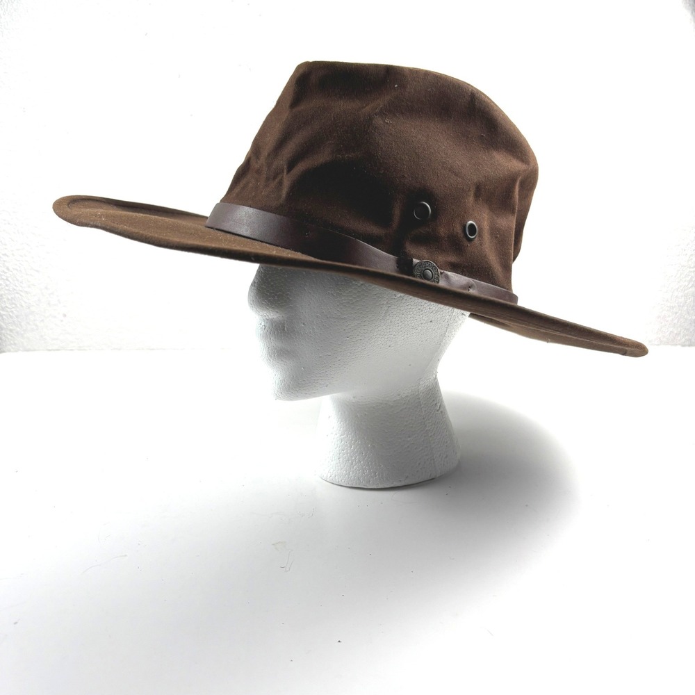 Outback Trading Co Kodiak Hat Unisex Large Brown Oilskin Wide Brim Safari Hiking